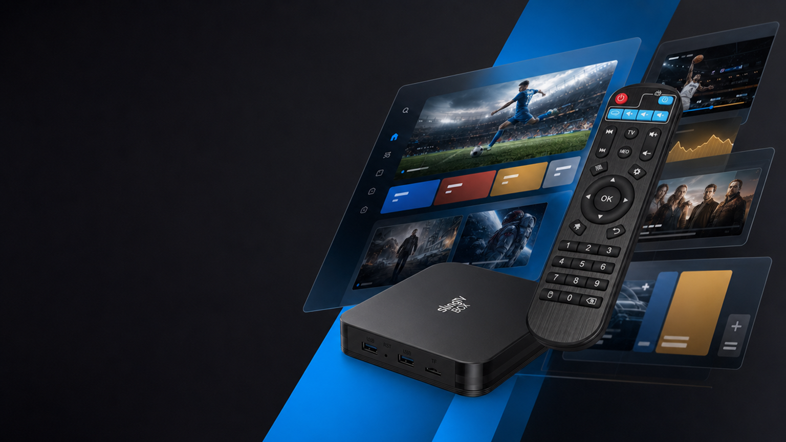 Premium SlingTV Box streaming hub interface